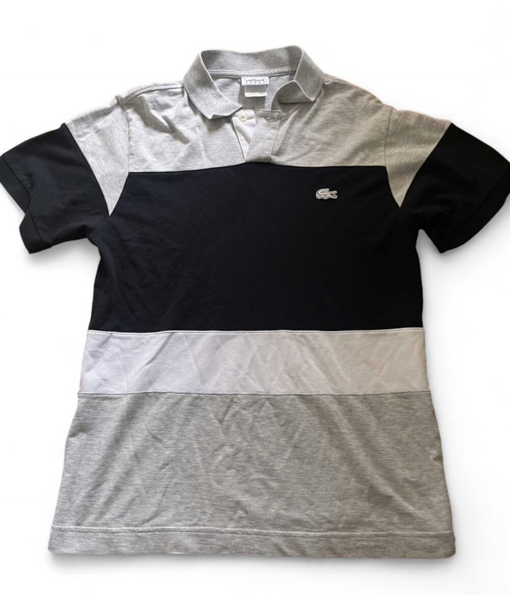 Lacoste Sport Polo Shirt Men's 3 Small Gray Black White Colorblock 100% Cotton